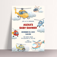 Colourful helicopter baby shower Invitation