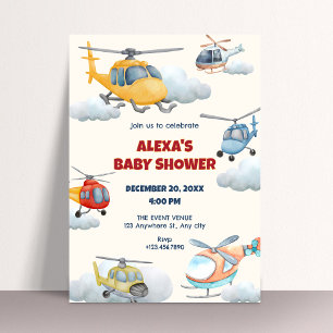 Colourful helicopter baby shower Invitation