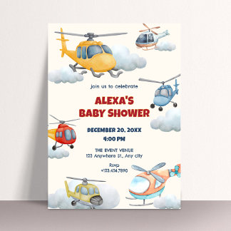 Colourful helicopter baby shower Invitation