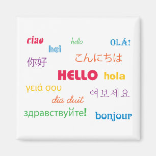 Colourful Hello in Many Languages Magnet
