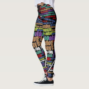 Colourful Hello in Many Languages Word Cloud Leggings