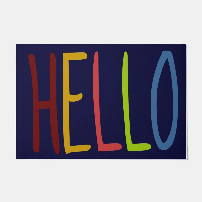 Colourful Hello Rug, Welcome Mat, Simple Doormat (Front)