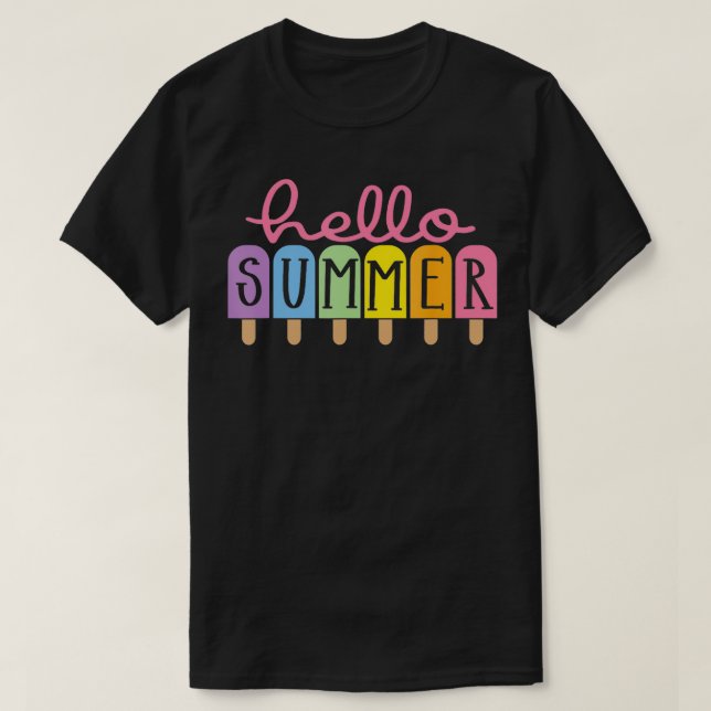 Colourful Hello Summer Popsicle Graphic TShirt (Design Front)