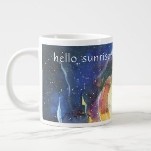Colourful "Hello Sunrise" Large Coffee Mug