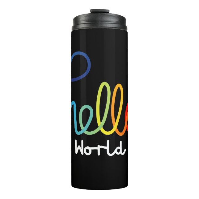 Colourful Hello World Thermal Tumbler (Front)