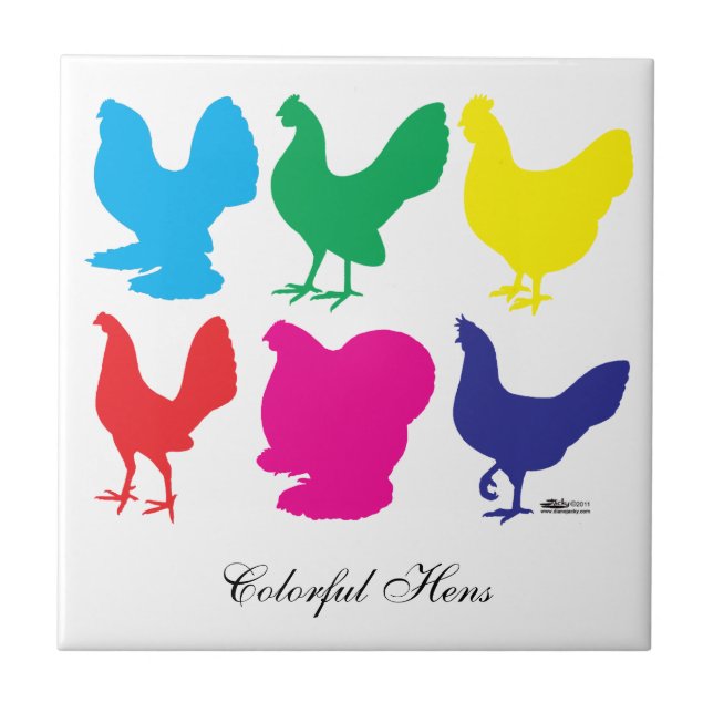 Colourful Hens Ceramic Tile (Front)