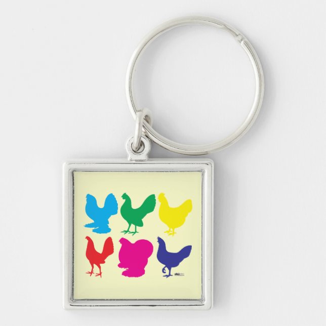 Colourful Hens Key Ring (Front)