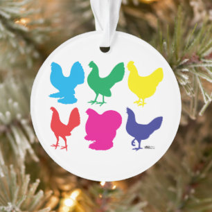 Colourful Hens Ornament