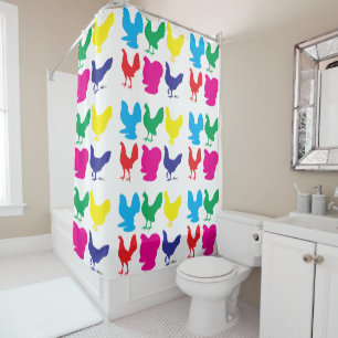 Colourful Hens Shower Curtain