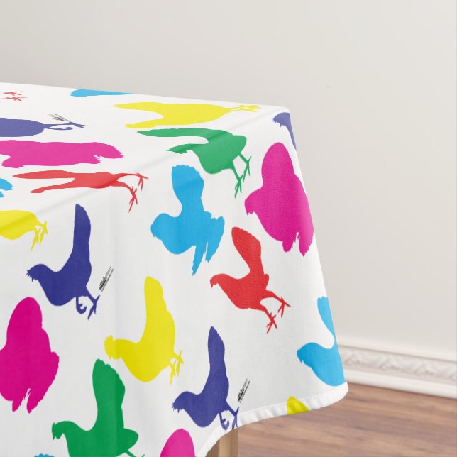Colourful Hens Tablecloth (In Situ)