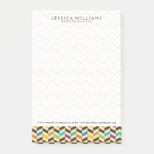 Colourful Herringbone Geometric Modern Pattern Post-it Notes