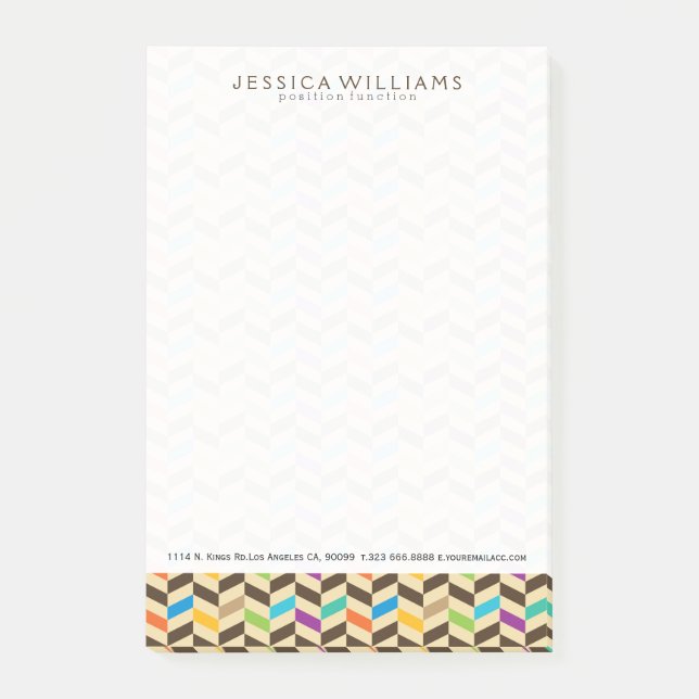 Colourful Herringbone Geometric Modern Pattern Post-it Notes (Front)