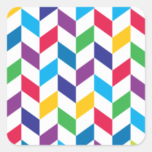 Colourful Herringbone Pattern Square Sticker