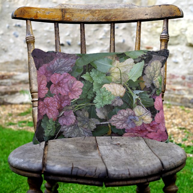 Colourful Heuchera Plant Leaves Botanical Decorative Cushion (In Situ Chair)