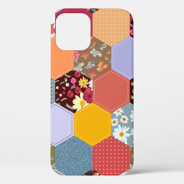 Colourful Hexagon Flowers Quilting Design Case-Mate iPhone Case (Back)