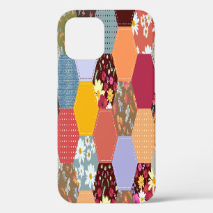 Colourful Hexagon Flowers Quilting Design iPhone 12 Case