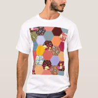 Colourful Hexagon Flowers Quilting Design