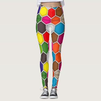 Colourful Hexagon Paint Palette Leggings
