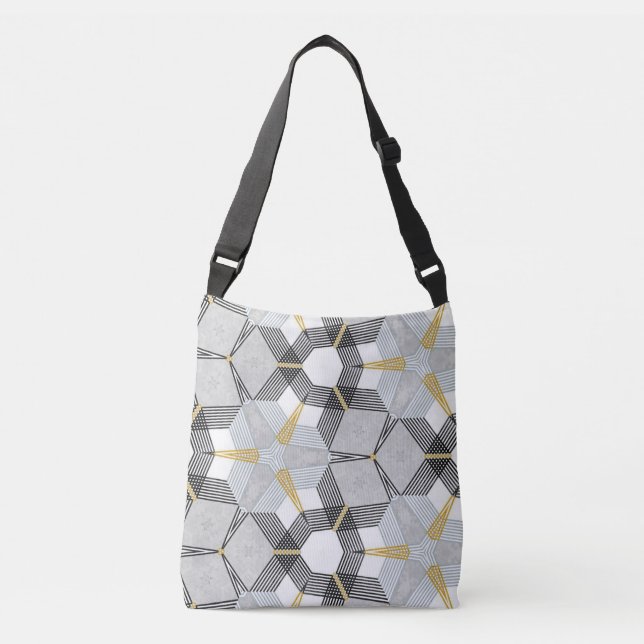 Colourful hexagon square: geometric kaleidoscope. crossbody bag (Front)