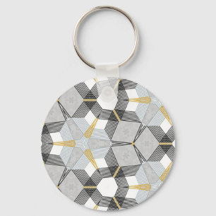 Colourful hexagon square: geometric kaleidoscope. key ring