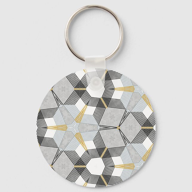 Colourful hexagon square: geometric kaleidoscope. key ring (Front)