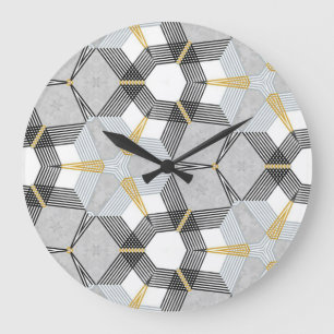 Colourful hexagon square: geometric kaleidoscope. large clock