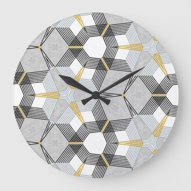 Colourful hexagon square: geometric kaleidoscope. large clock (Front)
