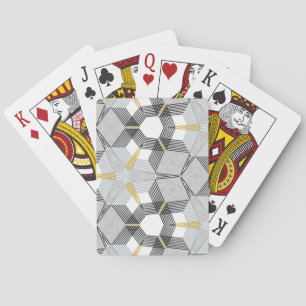 Colourful hexagon square: geometric kaleidoscope. playing cards