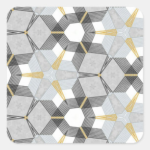 Colourful hexagon square: geometric kaleidoscope. square sticker