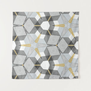 Colourful hexagon square: geometric kaleidoscope. tapestry