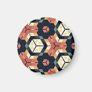 Colourful Hexagon Square Geometric Pattern Magnet