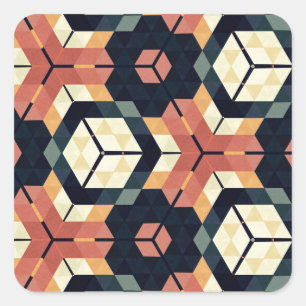 Colourful Hexagon Square Geometric Pattern Square Sticker