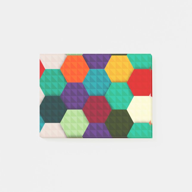 Colourful hexagonal pattern post-it notes (Front)