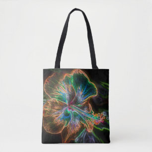 Colourful Hibiscus Abstract Flower Art Tote Bag