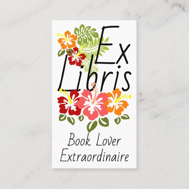 Colourful Hibiscus Book Lover Business Card (Front)