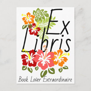 Colourful Hibiscus Book Lover Postcard