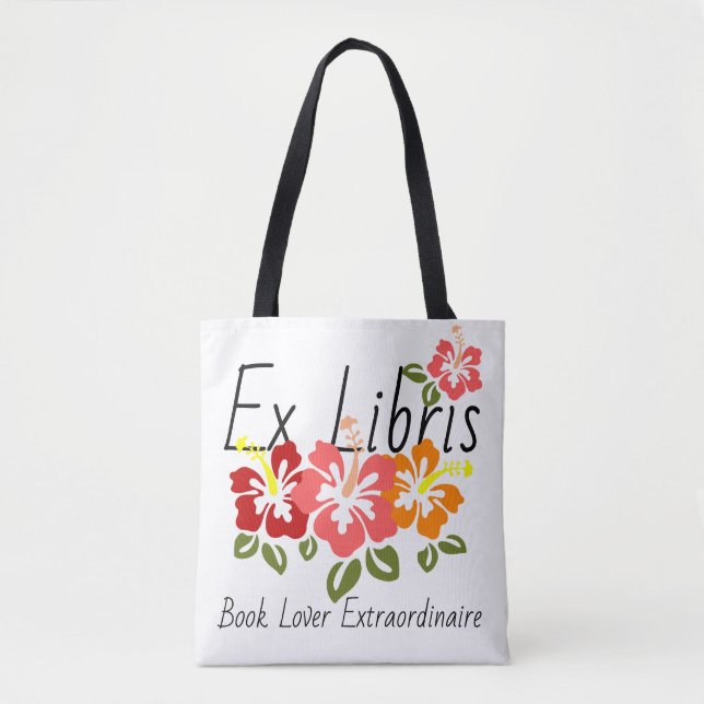 Colourful Hibiscus Book Lover Tote Bag (Front)