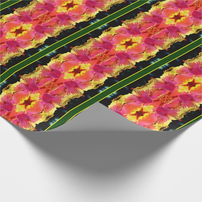 Colourful Hibiscus Flower Close Up Abstract Wrapping Paper (Corner)