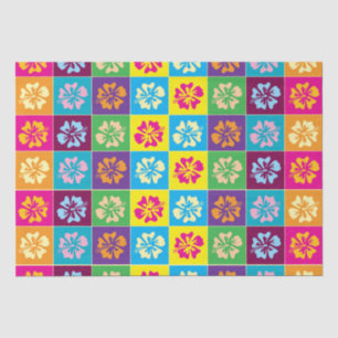 Colourful Hibiscus flower pattern gift wrap Tissue Paper