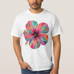 Colourful Hibiscus Flower Tropical PNG T-Shirt