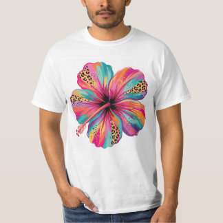 Colourful Hibiscus Flower Tropical PNG T-Shirt