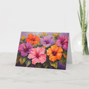 Colourful Hibiscus Flowers Card