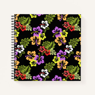 Colourful Hibiscus Flowers in Black Notebook