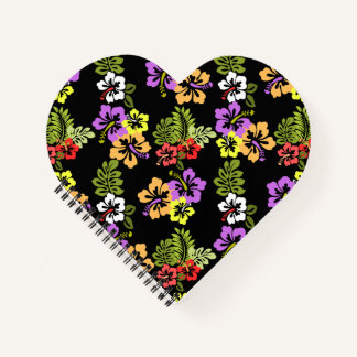 Colourful Hibiscus Flowers in Black Notebook