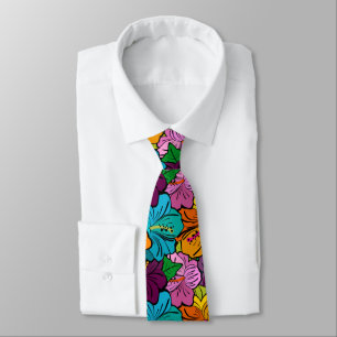 Colourful Hibiscus Flowers Tie
