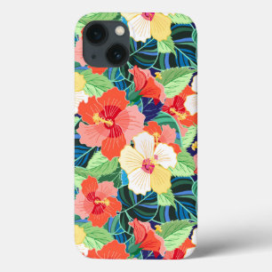 Colourful Hibiscus Pattern iPhone 13 Case