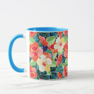 Colourful Hibiscus Pattern Mug