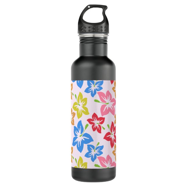 Colourful Hibiscus, Pattern Of Flowers 710 Ml Water Bottle (Front)