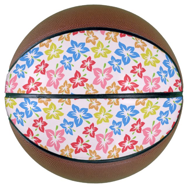Colourful Hibiscus, Pattern Of Flowers Basketball (Front)