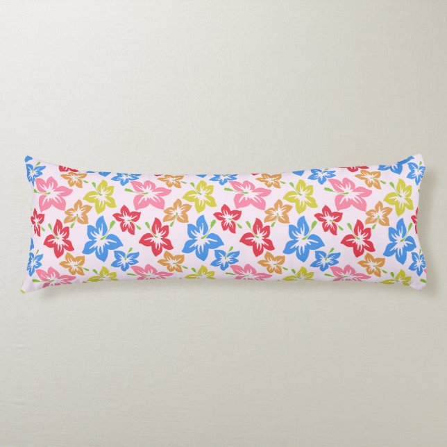 Colourful Hibiscus, Pattern Of Flowers Body Cushion (Front)
